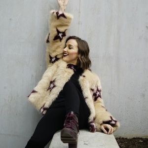Fur Coat with Star Print